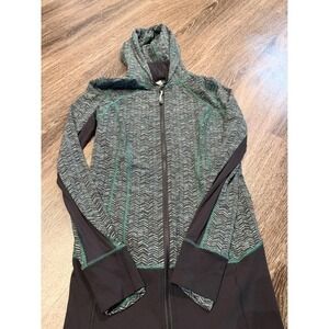 Lululemon Athletica Herringbone Green Black Zip Up Hoodie Jacket Womens Size 6